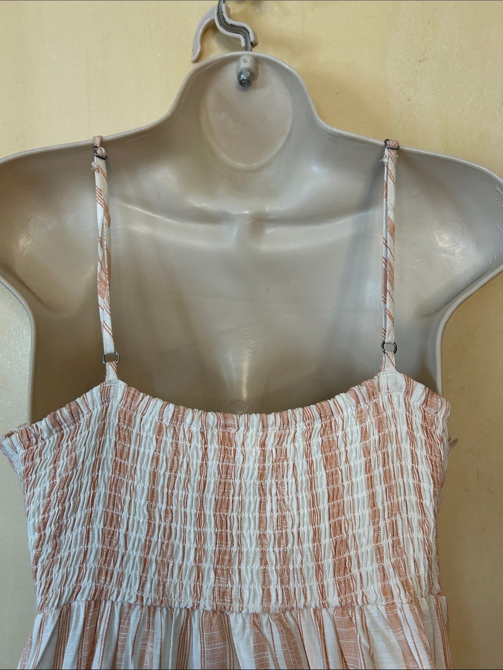 Roxy Peach and White Striped Button-Front Midi Dress size XS - Picture 7 of 11